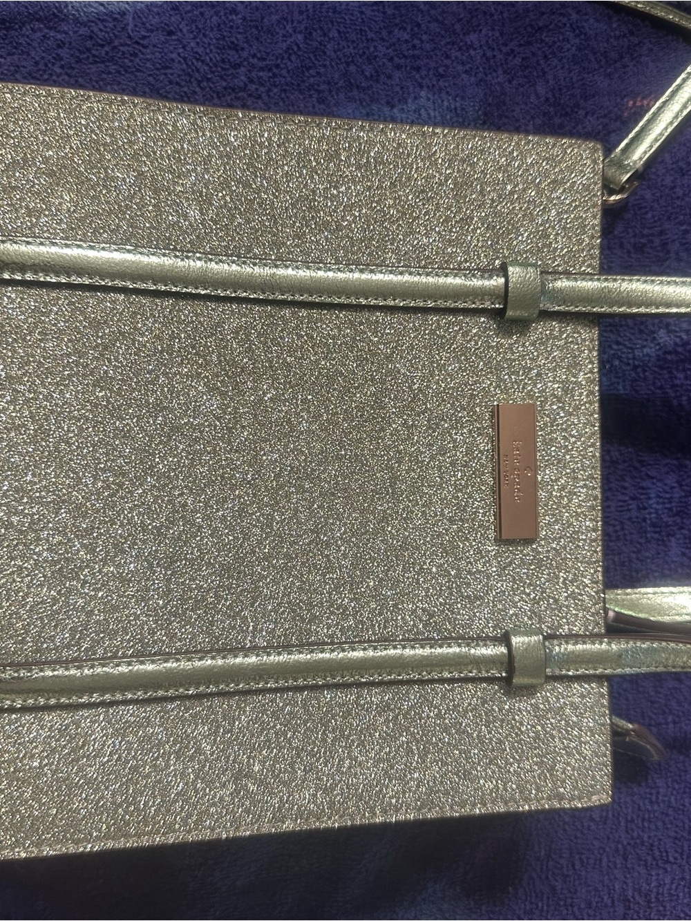 kate spade metallic green glitter tote